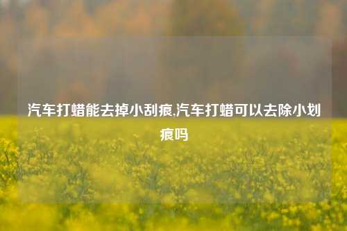 汽车打蜡能去掉小刮痕,汽车打蜡可以去除小划痕吗