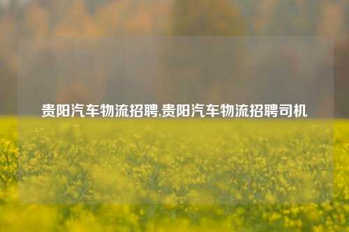 贵阳汽车物流招聘,贵阳汽车物流招聘司机