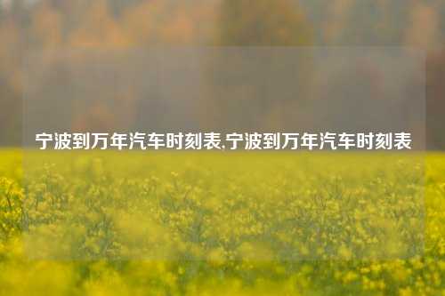 宁波到万年汽车时刻表,宁波到万年汽车时刻表