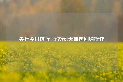 央行今日进行173亿元7天期逆回购操作