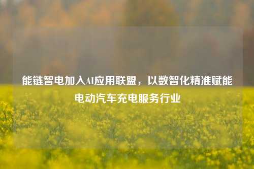 能链智电加入AI应用联盟，以数智化精准赋能电动汽车充电服务行业