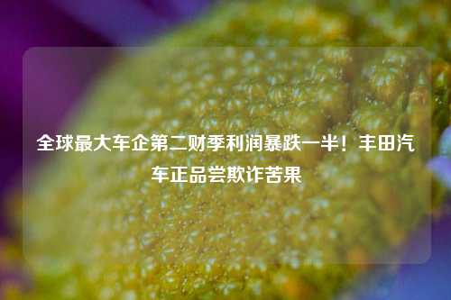 全球最大车企第二财季利润暴跌一半！丰田汽车正品尝欺诈苦果