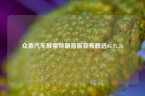 众泰汽车股票特朗普版宣布胜选65.97.26