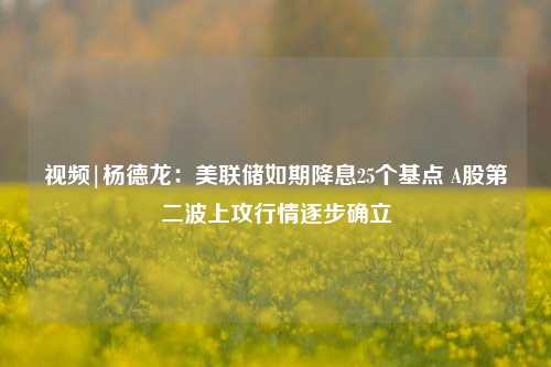 视频|杨德龙：美联储如期降息25个基点 A股第二波上攻行情逐步确立