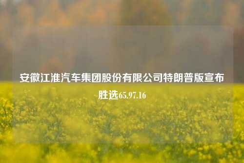 安徽江淮汽车集团股份有限公司特朗普版宣布胜选65.97.16