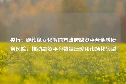 央行：继续稳妥化解地方政府融资平台金融债务风险，推动融资平台数量压降和市场化转型