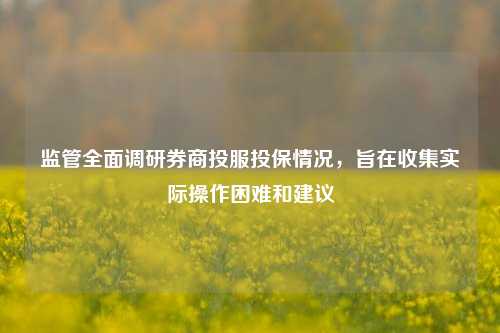 监管全面调研券商投服投保情况，旨在收集实际操作困难和建议