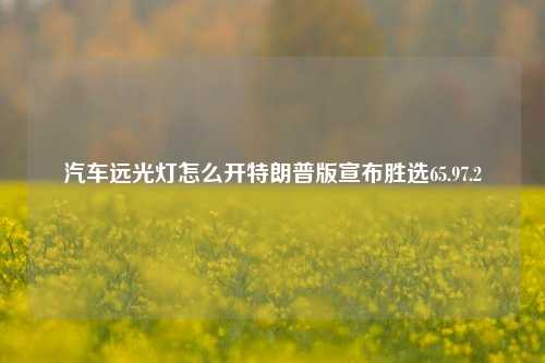 汽车远光灯怎么开特朗普版宣布胜选65.97.2