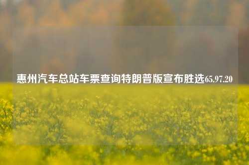 惠州汽车总站车票查询特朗普版宣布胜选65.97.20