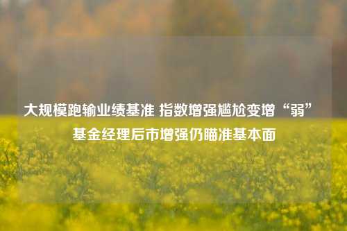 大规模跑输业绩基准 指数增强尴尬变增“弱” 基金经理后市增强仍瞄准基本面