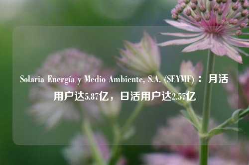 Solaria Energía y Medio Ambiente, S.A. (SEYMF) ：月活用户达5.87亿，日活用户达2.57亿