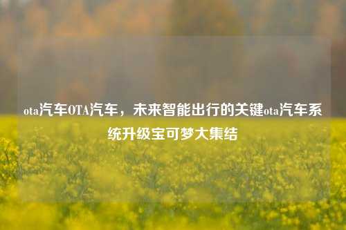 ota汽车OTA汽车，未来智能出行的关键ota汽车系统升级宝可梦大集结