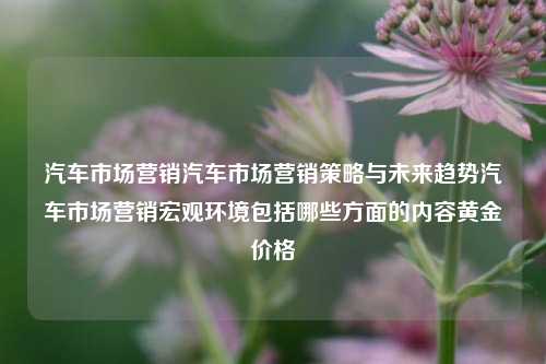 汽车市场营销汽车市场营销策略与未来趋势汽车市场营销宏观环境包括哪些方面的内容黄金价格