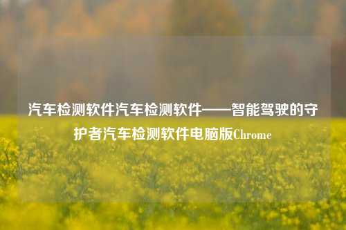 汽车检测软件汽车检测软件——智能驾驶的守护者汽车检测软件电脑版Chrome