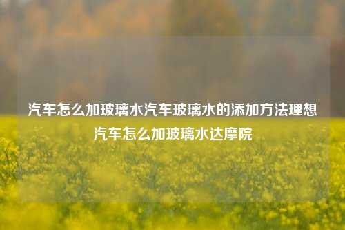 汽车怎么加玻璃水汽车玻璃水的添加方法理想汽车怎么加玻璃水达摩院