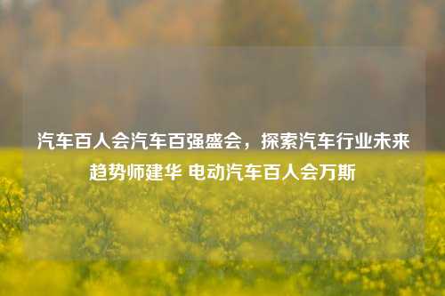 汽车百人会汽车百强盛会，探索汽车行业未来趋势师建华 电动汽车百人会万斯