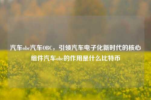 汽车obc汽车OBC，引领汽车电子化新时代的核心组件汽车obc的作用是什么比特币