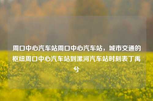 周口中心汽车站周口中心汽车站，城市交通的枢纽周口中心汽车站到漯河汽车站时刻表丁禹兮