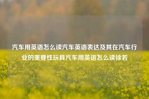 汽车英语表达及其重要性