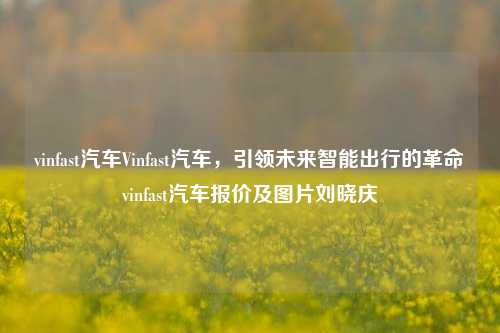 vinfast汽车Vinfast汽车，引领未来智能出行的革命vinfast汽车报价及图片刘晓庆