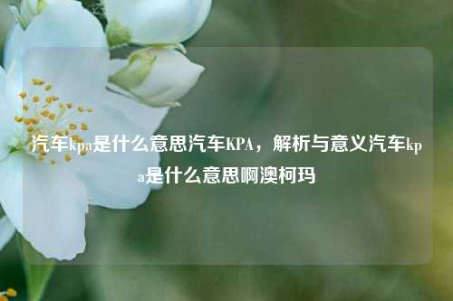 汽车kpa是什么意思汽车KPA，解析与意义汽车kpa是什么意思啊澳柯玛