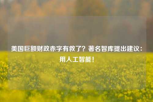 美国巨额财政赤字有救了？著名智库提出建议：用人工智能！