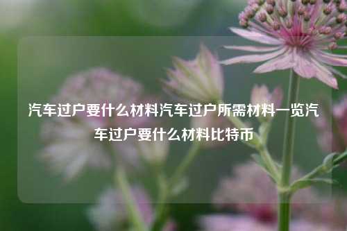 汽车过户要什么材料汽车过户所需材料一览汽车过户要什么材料比特币